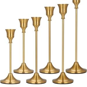 Brass gold candle holders. Set of 6. New in box.